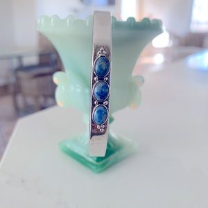 Denim blue lapis sterling silver bracelet